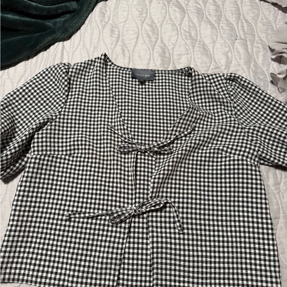 Women's Black and White Gingham Blouse